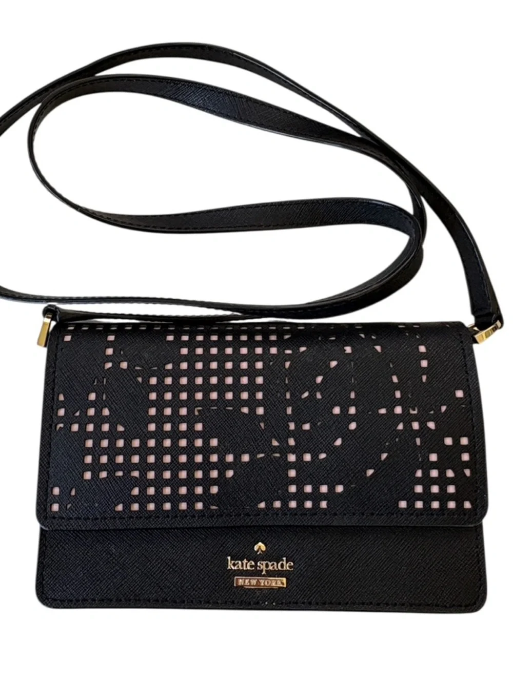EUC Kate Spade Leather Cameron Street Perforated Arielle Crossbody Bag Black